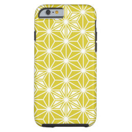 Japanese Asanoha pattern - mustard gold and white Tough iPhone 6 Case
