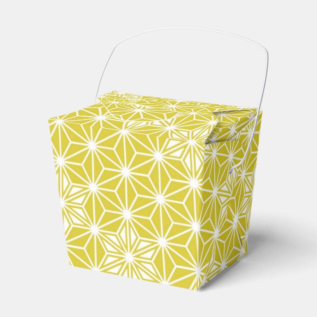 Japanese Asanoha pattern - mustard gold and white Favor Boxes (Front Side)