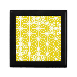 Japanese Asanoha pattern - mustard gold and white Keepsake Box