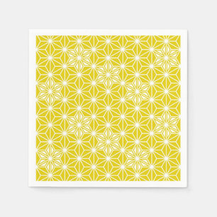 Japanese Asanoha pattern - mustard gold and white Paper Napkins