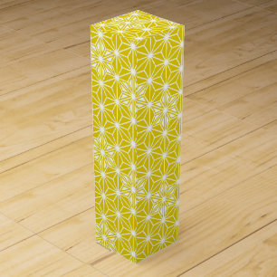 Japanese Asanoha pattern - mustard gold and white Wine Gift Box