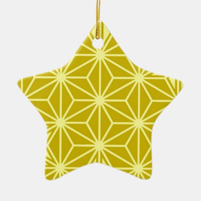 Japanese Asanoha pattern - mustard gold Ceramic Ornament (Front)