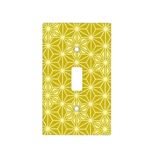 Japanese Asanoha Pattern, Mustard Gold Light Switch Cover (Front)