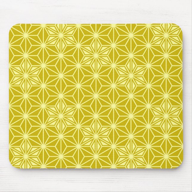 Japanese Asanoha pattern - mustard gold Mouse Pad (Front)