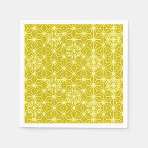 Japanese Asanoha pattern - mustard gold Paper Napkins