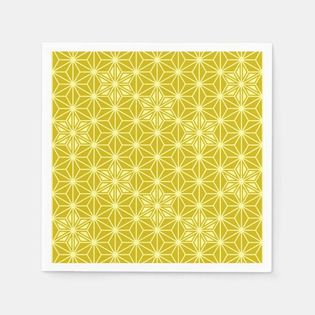 Japanese Asanoha pattern - mustard gold Paper Napkins (Front)