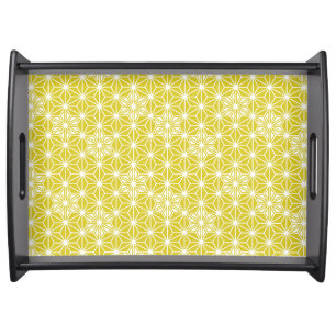 Japanese Asanoha pattern - mustard gold Serving Tray