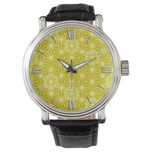 Japanese Asanoha pattern - mustard gold Watch