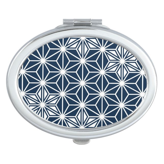Japanese Asanoha pattern - navy blue Compact Mirror (Front)