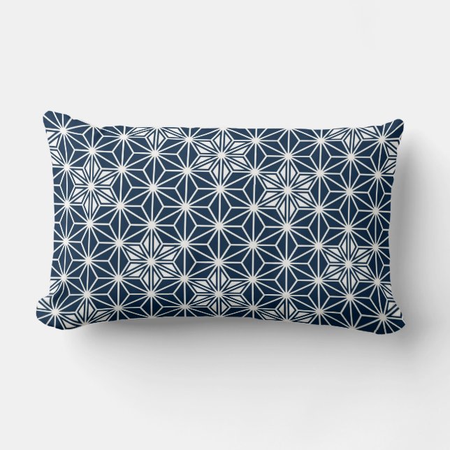 Japanese Asanoha pattern - navy blue Lumbar Pillow (Front)