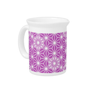 Japanese Asanoha pattern - orchid Beverage Pitcher