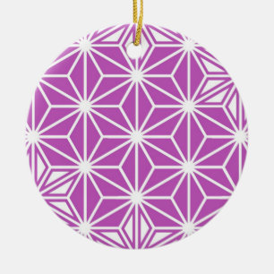 Japanese Asanoha pattern - orchid Ceramic Ornament