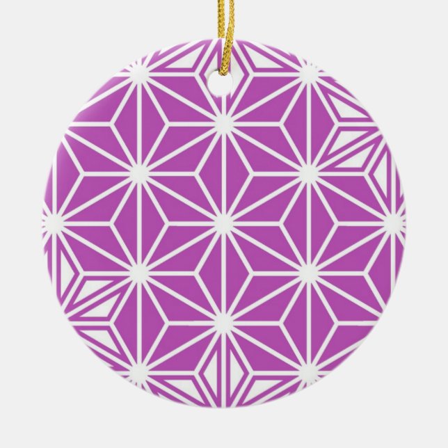 Japanese Asanoha pattern - orchid Ceramic Ornament (Front)