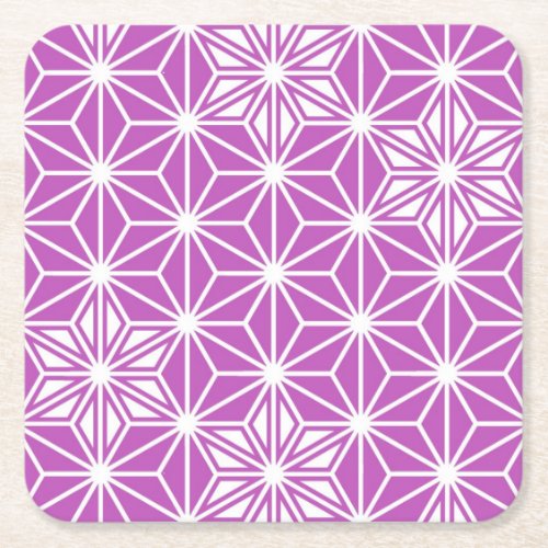 Japanese Asanoha pattern _ orchid Square Paper Coaster