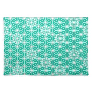 Japanese Asanoha pattern - peacock blue Cloth Placemat