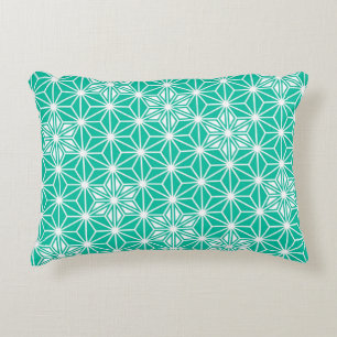 Japanese Asanoha pattern - peacock blue Decorative Pillow