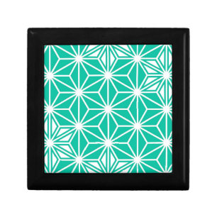Japanese Asanoha pattern - peacock blue Jewelry Box