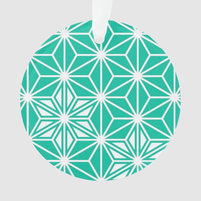 Japanese Asanoha pattern - peacock blue Ornament (Front)