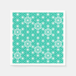 Japanese Asanoha pattern - peacock blue Paper Napkins