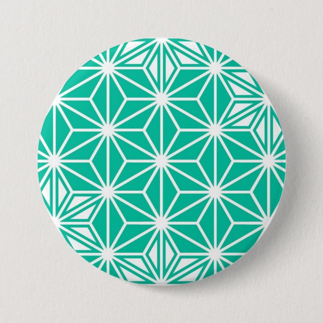 Japanese Asanoha pattern - peacock blue Pinback Button (Front)