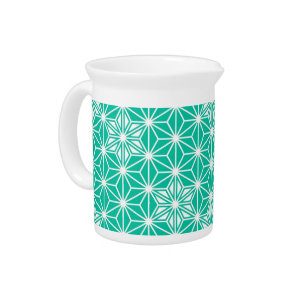 Japanese Asanoha pattern - peacock blue Pitcher