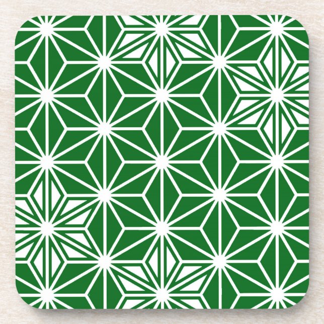 Japanese Asanoha pattern - pine green Beverage Coaster (Front)