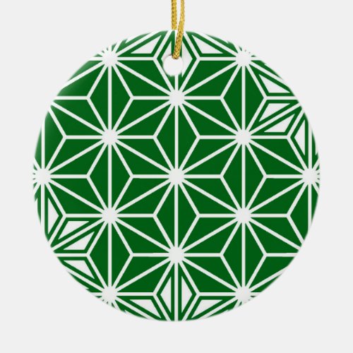 Japanese Asanoha pattern _ pine green Ceramic Ornament