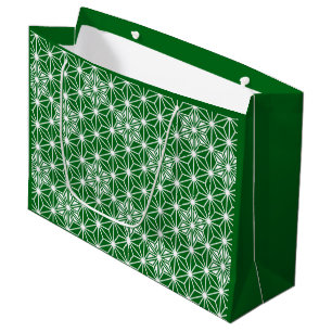 Japanese Asanoha pattern - pine green Large Gift Bag