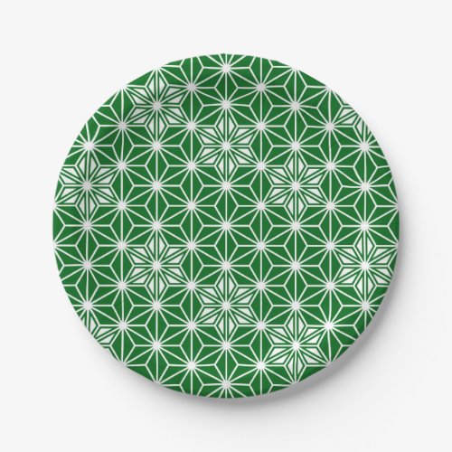 Japanese Asanoha pattern _ pine green Paper Plates