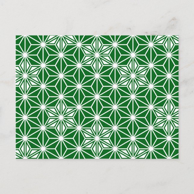 Japanese Asanoha pattern - pine green Postcard (Front)