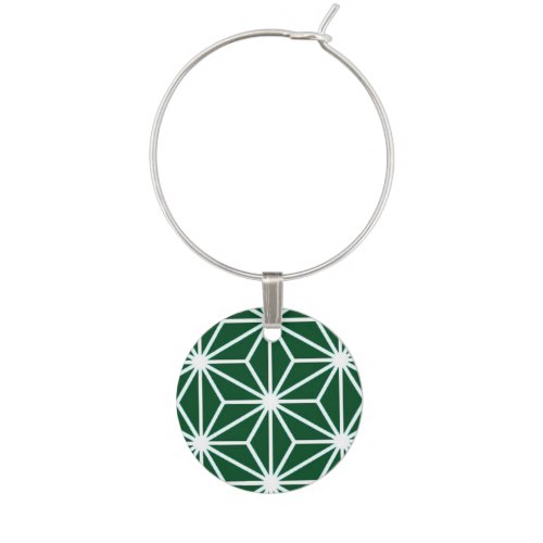 Japanese Asanoha pattern _ pine green Wine Glass Charm