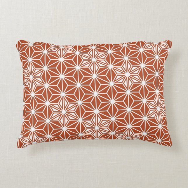 Japanese Asanoha pattern - terracotta Accent Pillow (Front)