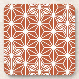 Japanese Asanoha pattern - terracotta Beverage Coaster
