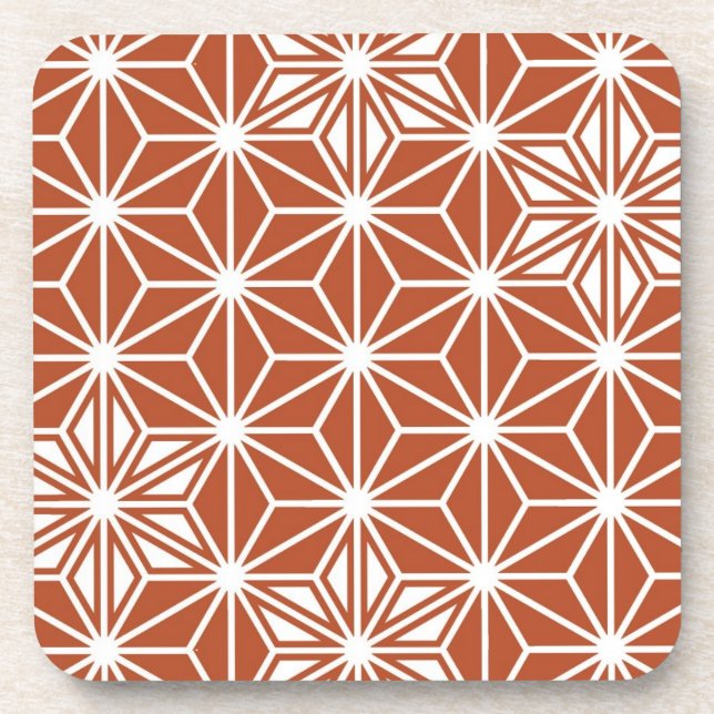 Japanese Asanoha pattern - terracotta Beverage Coaster (Front)