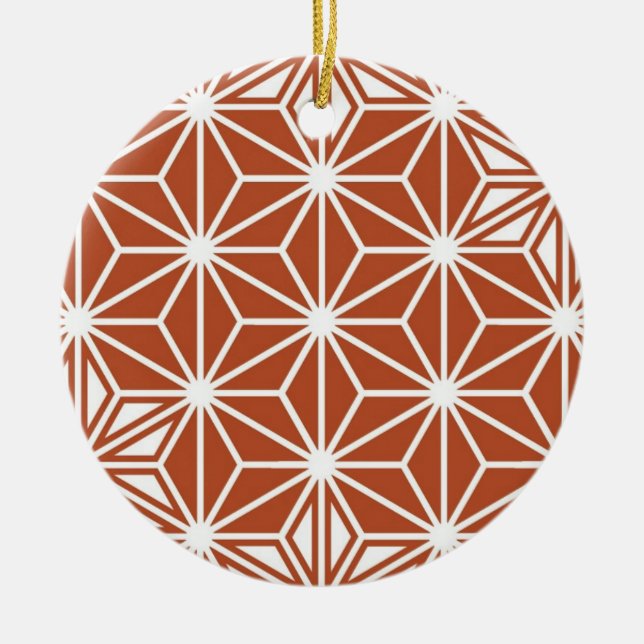 Japanese Asanoha pattern - terracotta Ceramic Ornament (Front)