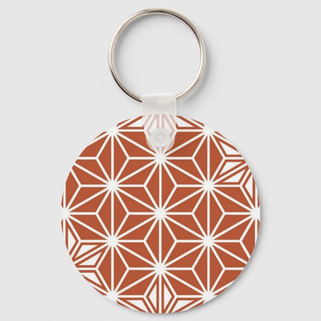 Japanese Asanoha pattern - terracotta Keychain (Front)