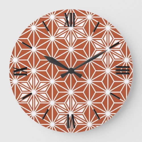 Japanese Asanoha pattern _ terracotta Large Clock