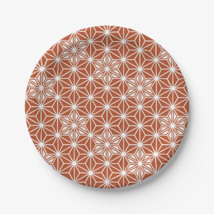 Japanese Asanoha pattern - terracotta Paper Plates