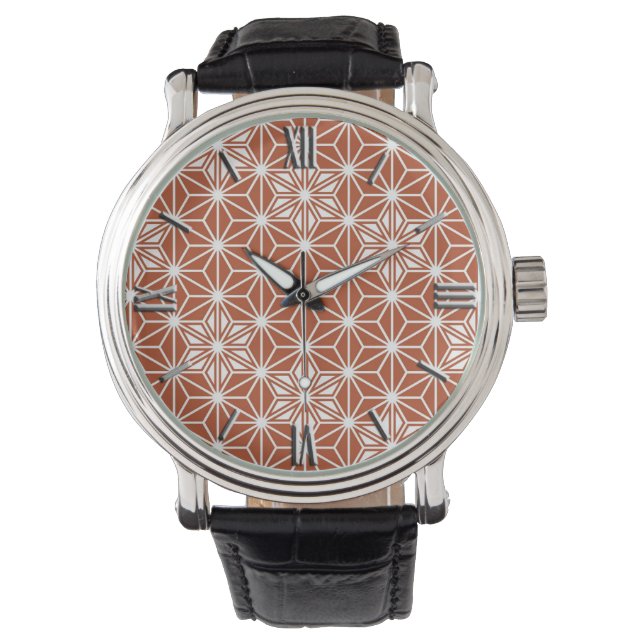 Japanese Asanoha pattern - terracotta Watch (Front)