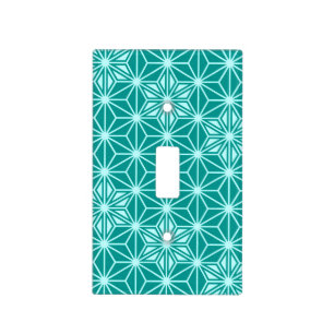 Japanese Asanoha pattern, Turquoise and Aqua Light Switch Cover