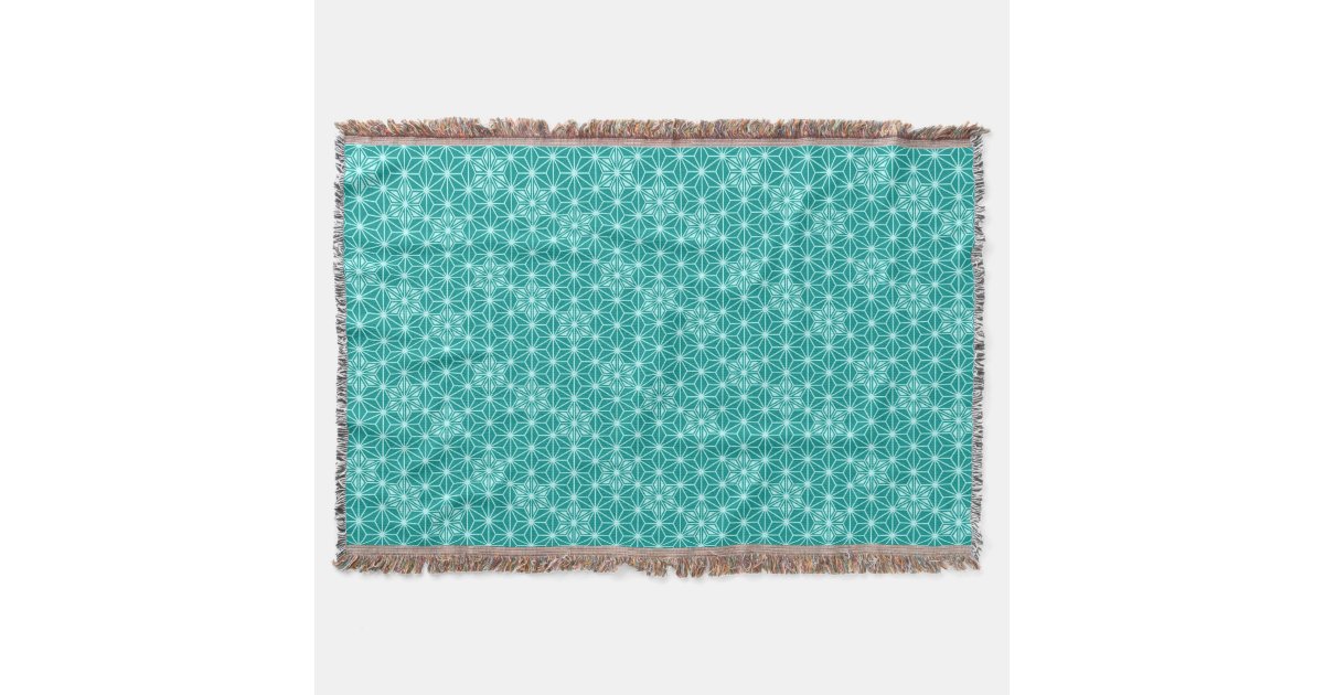 Japanese Asanoha Pattern, Turquoise and Aqua Throw Blanket | Zazzle