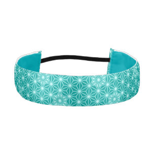 Japanese Asanoha pattern - turquoise Athletic Headband