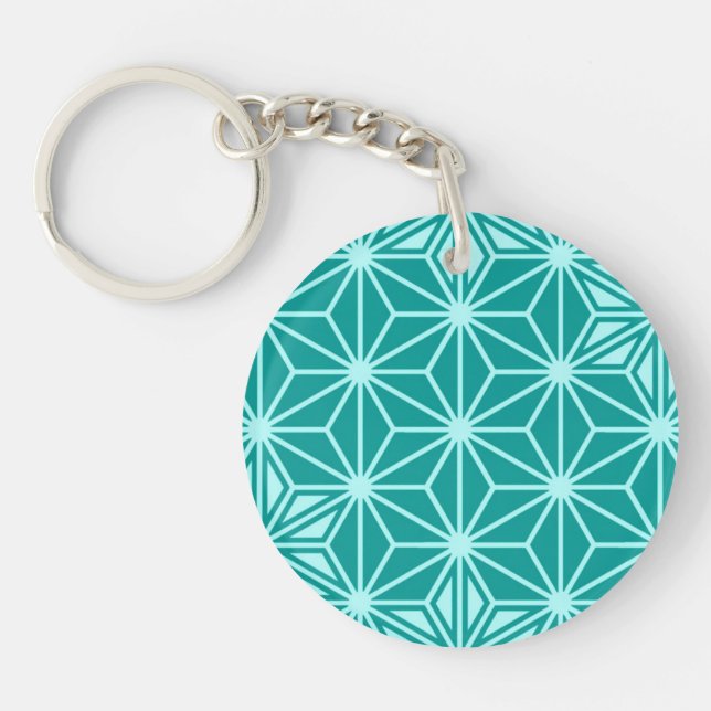 Japanese Asanoha pattern - turquoise Keychain (Front)
