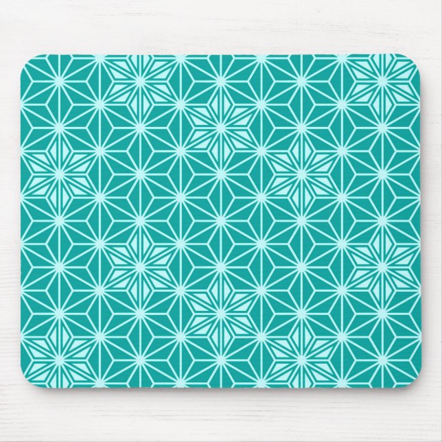 Japanese Asanoha pattern - turquoise Mouse Pad (Front)