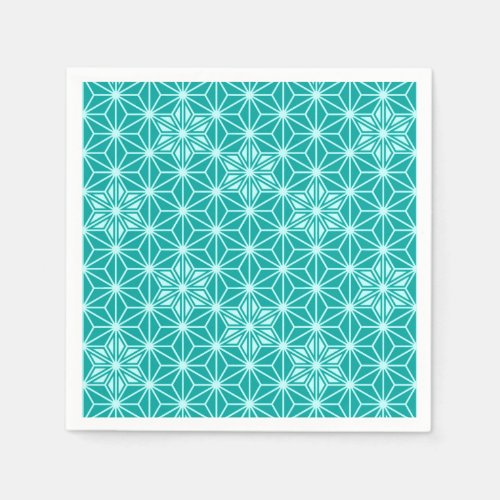 Japanese Asanoha pattern _ turquoise Paper Napkins