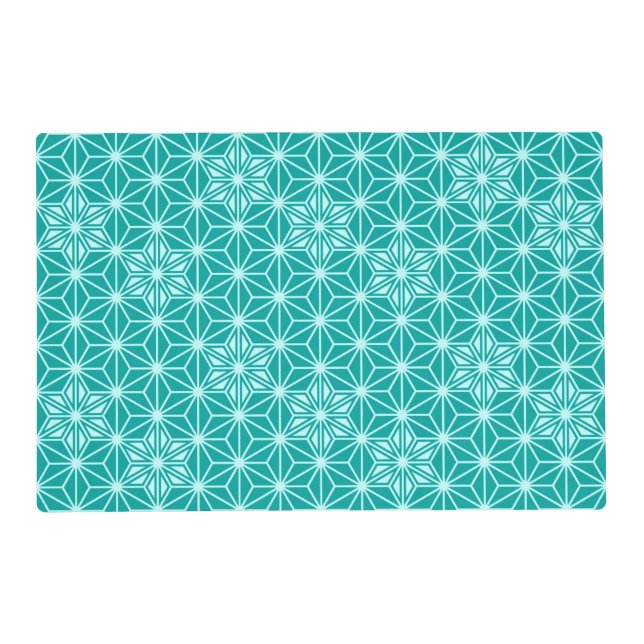 Japanese Asanoha pattern - turquoise Placemat (Front)