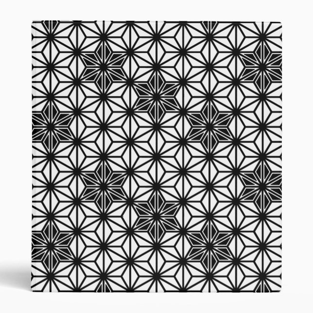 Japanese Asanoha pattern - white and black Binder (Front)
