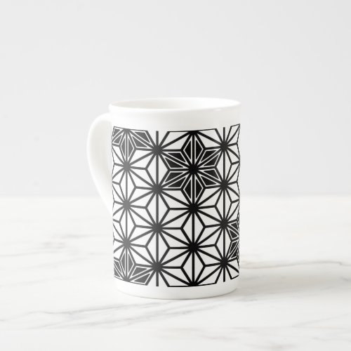Japanese Asanoha pattern _ white and black Bone China Mug