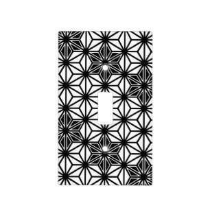 Japanese Asanoha Pattern, White and Black Light Switch Cover