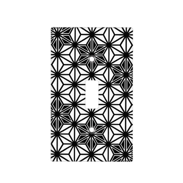 Japanese Asanoha Pattern, White and Black Light Switch Cover (Front)